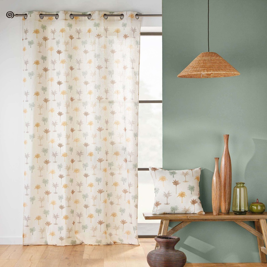 Rideau a oeillets 140 x 240 cm polycoton imprime palmelia