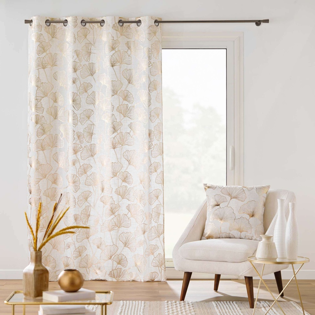 Rideau a oeillets 140 x 240 cm polyester/lin imprime metal. kenzy