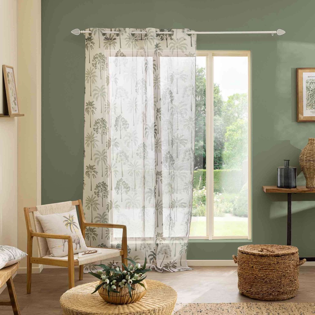 Panneau a oeillets 140 x 280 cm voile sable imprime palmea vert