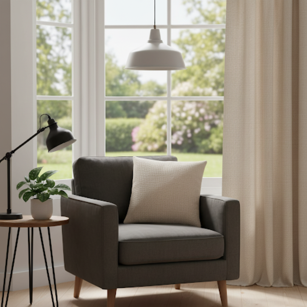 Coussin dehoussable compresse 45 x 45 cm velours chenille leo naturel