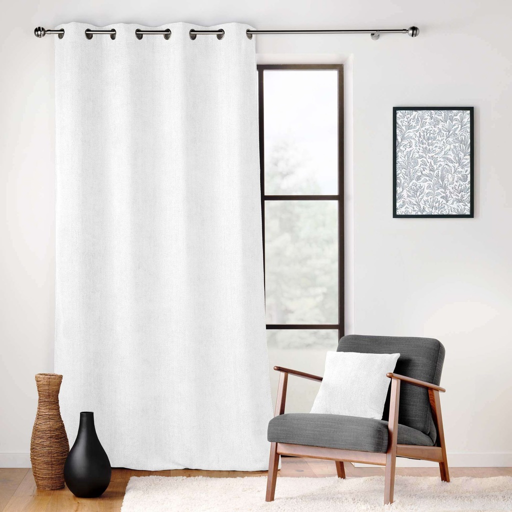 Rideau a oeillets 140 x 260 cm velours chenille leo blanc