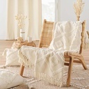 Plaid a franges 125 x 150 cm coton/polyester tufte inca