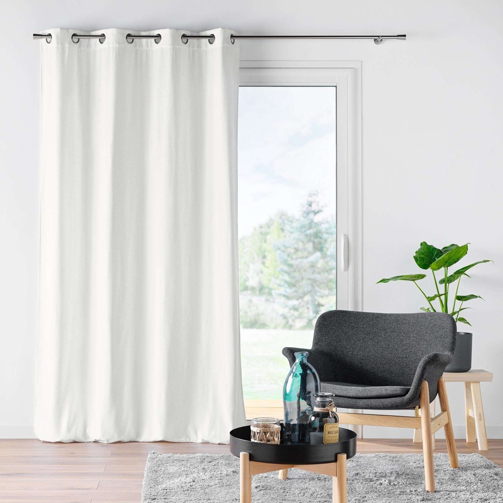 Rideau a oeillets 140 x 260 cm velours jacquard mika blanc