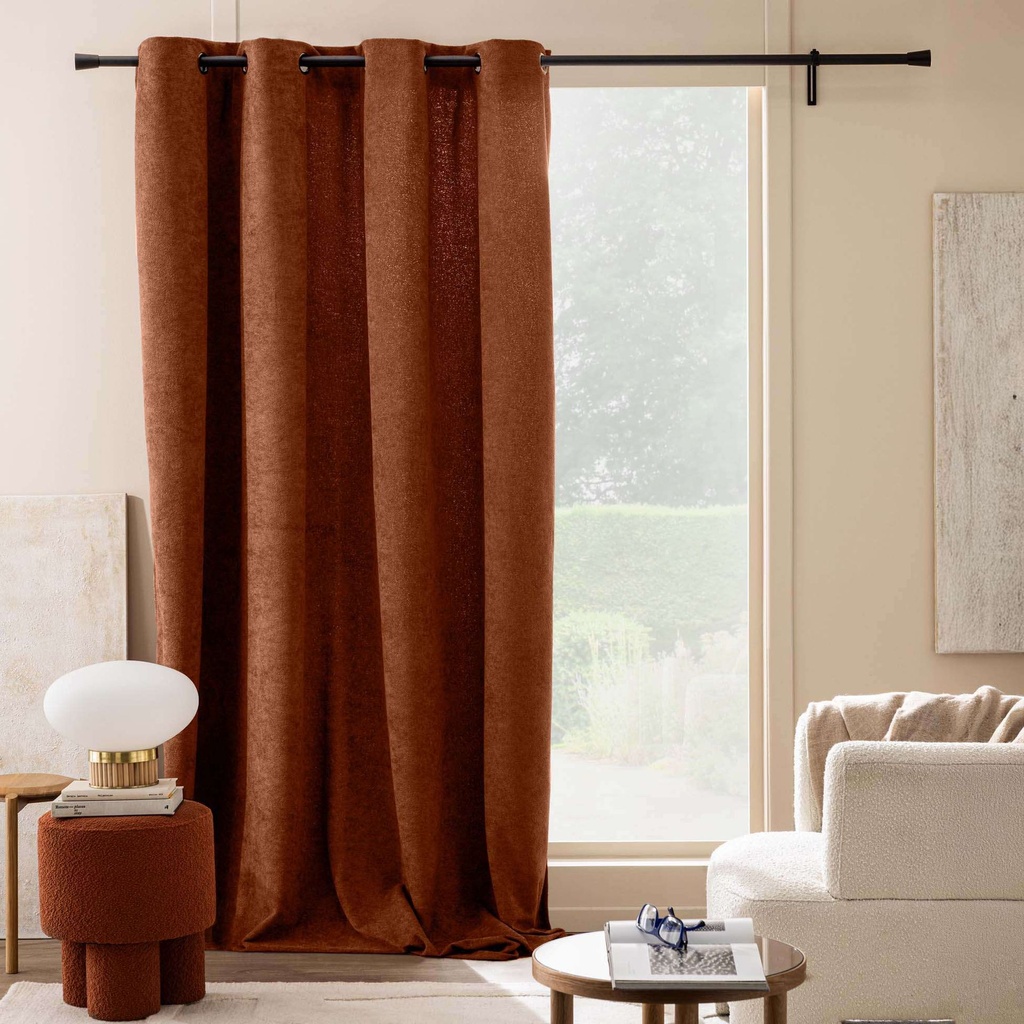 Rideau a oeillets 140 x 260 cm bouclette unie winona terracotta