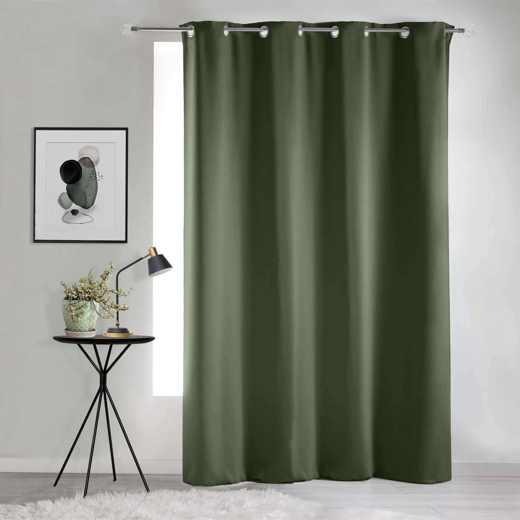 Rideau a oeillets 135 x 240 cm occultant uni occult kaki