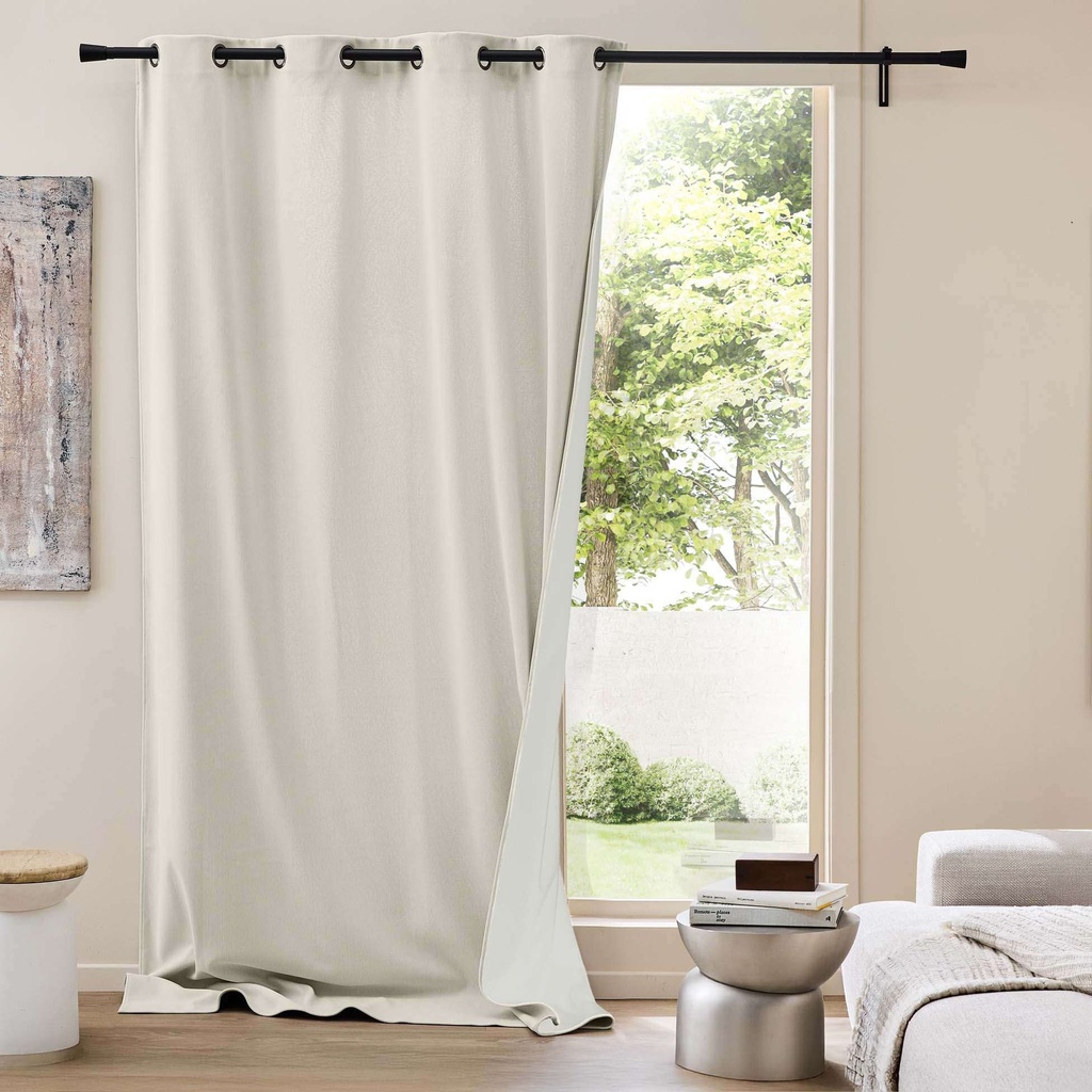 Rideau a oeillets 140 x 260 cm velours cotele/polaire madison naturel