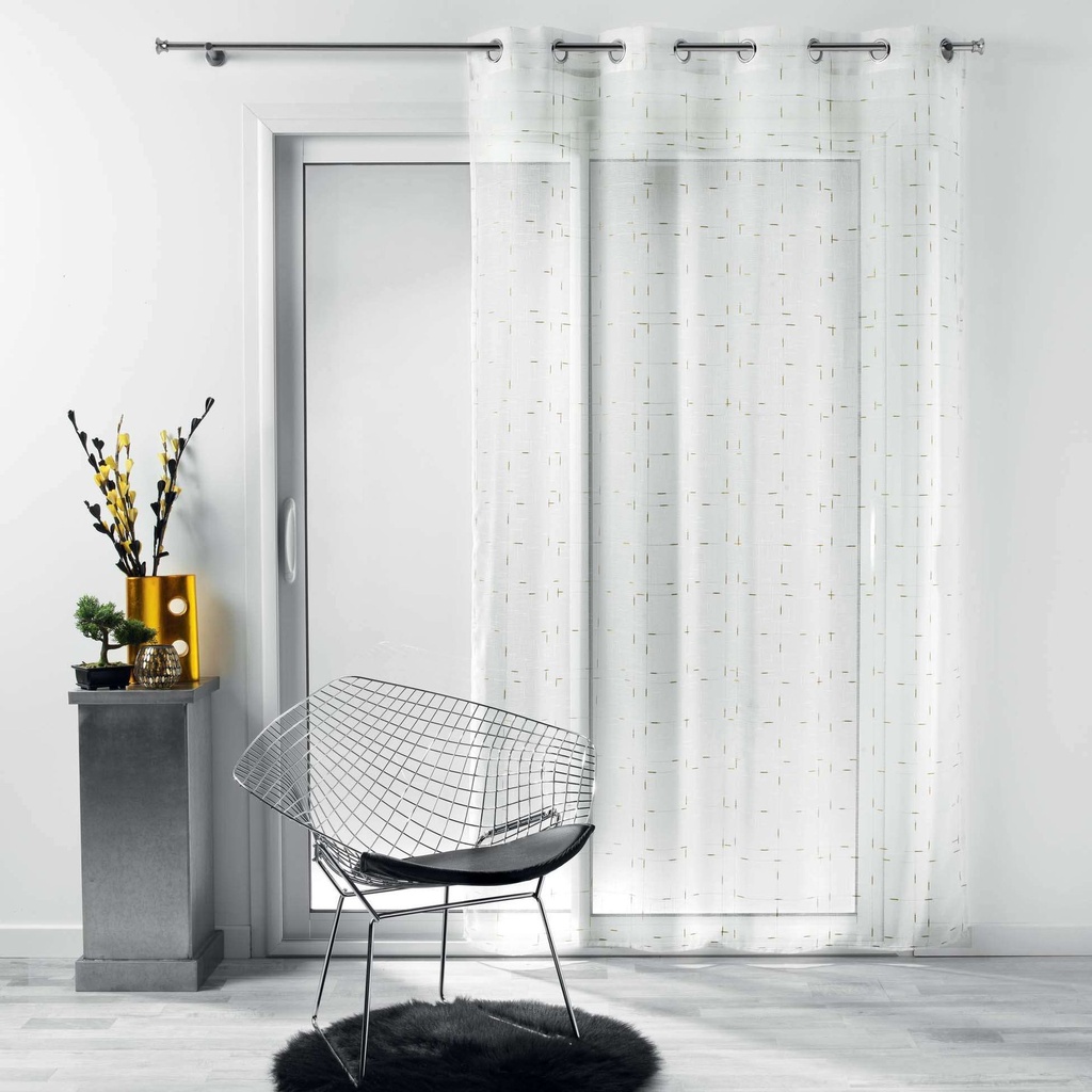 Panneau a oeillets 140 x 240 cm luminette fils metallises dixie blanc/or