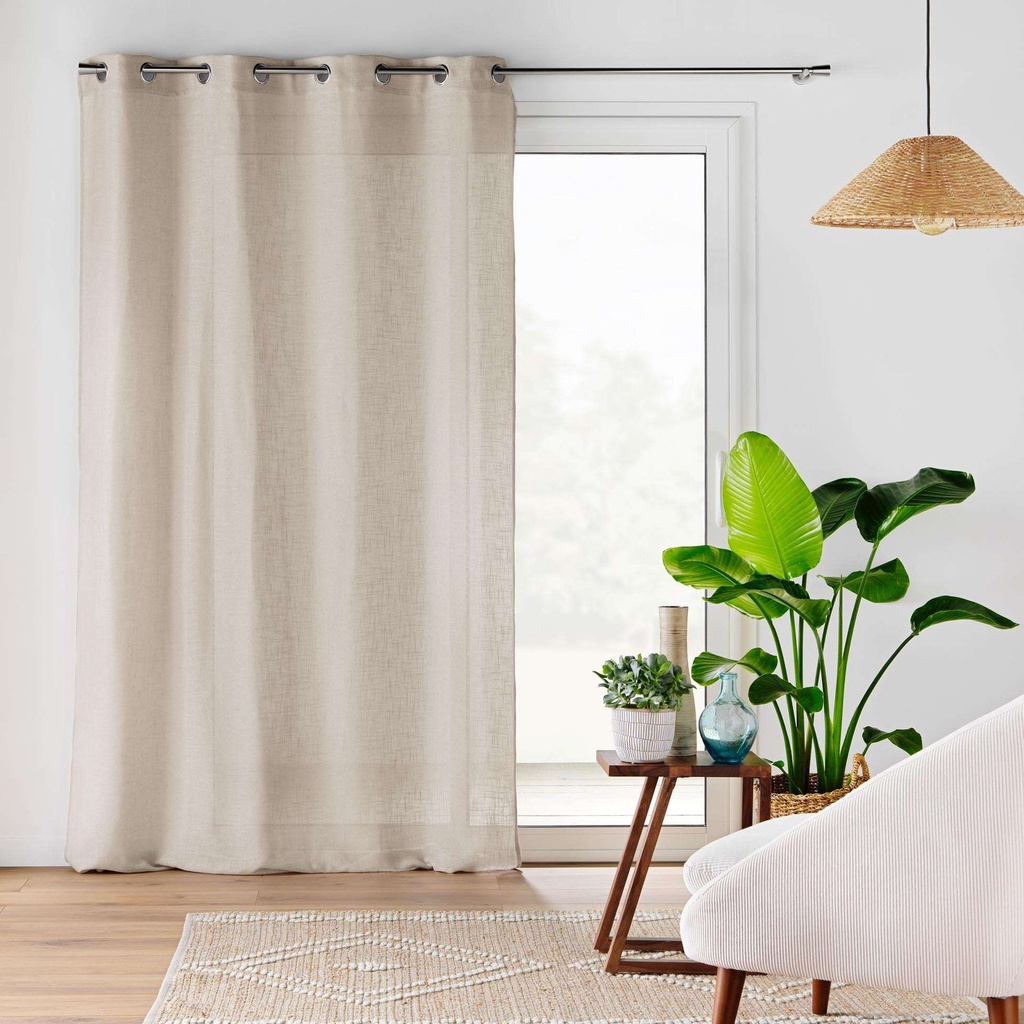 Panneau a oeillets 140 x 240 cm effet lin tisse cloris taupe