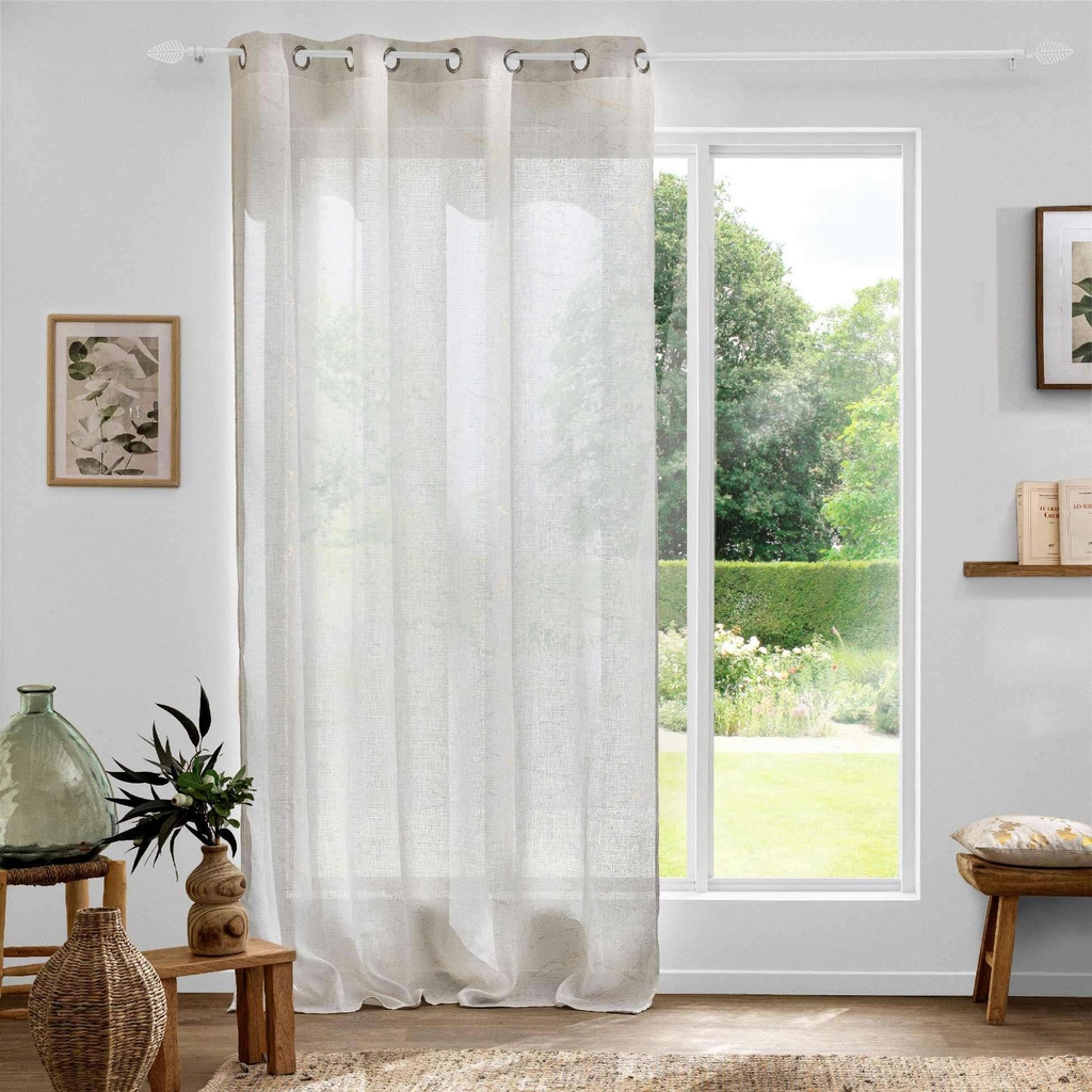 Panneau a oeillets 140 x 240 cm effet lin imprime metallise marius