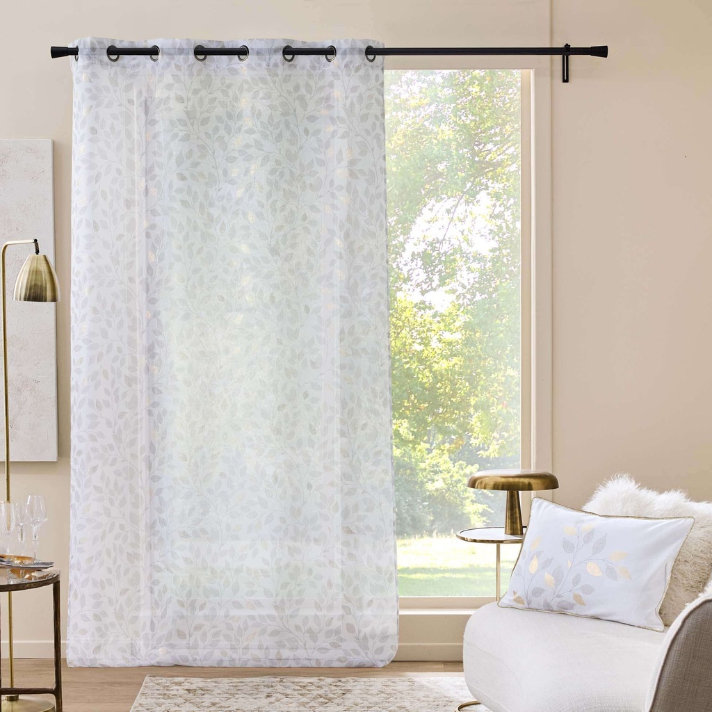 Panneau a oeillets 140 x 240 cm voile sable imprime metallise duchesse