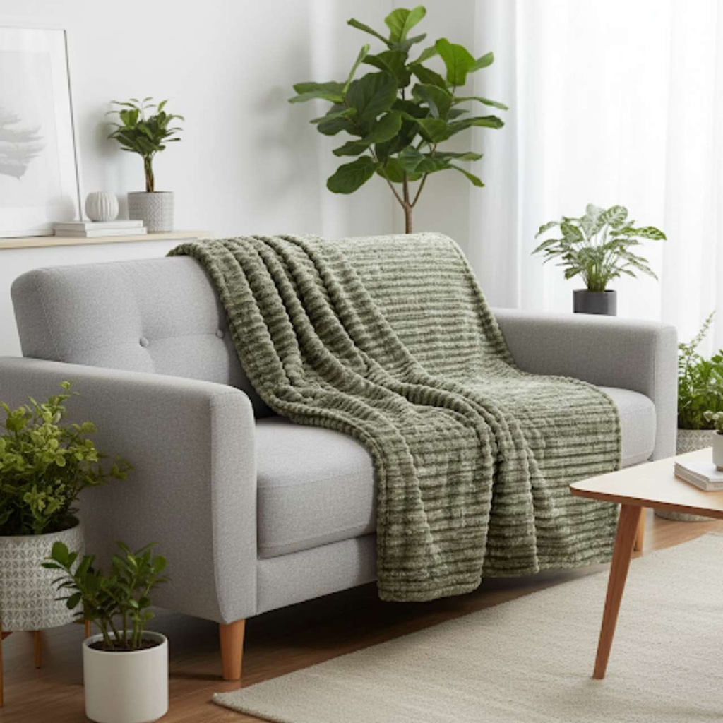 Plaid flan 3d 125x150 kaki