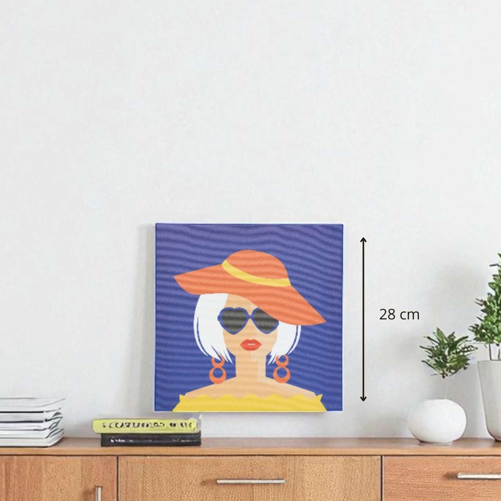 Toile imp pop natty 28x28 fond mauve