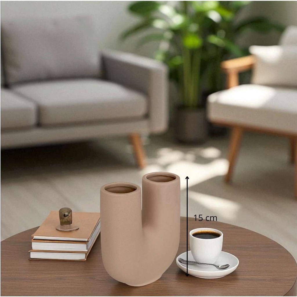 Vase crmq orga ziva h15 U beige