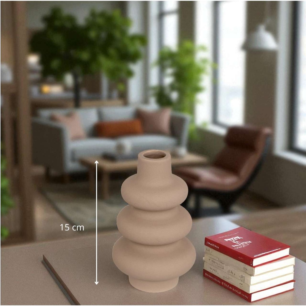 Vase crmq orga ziva h15 vague beige