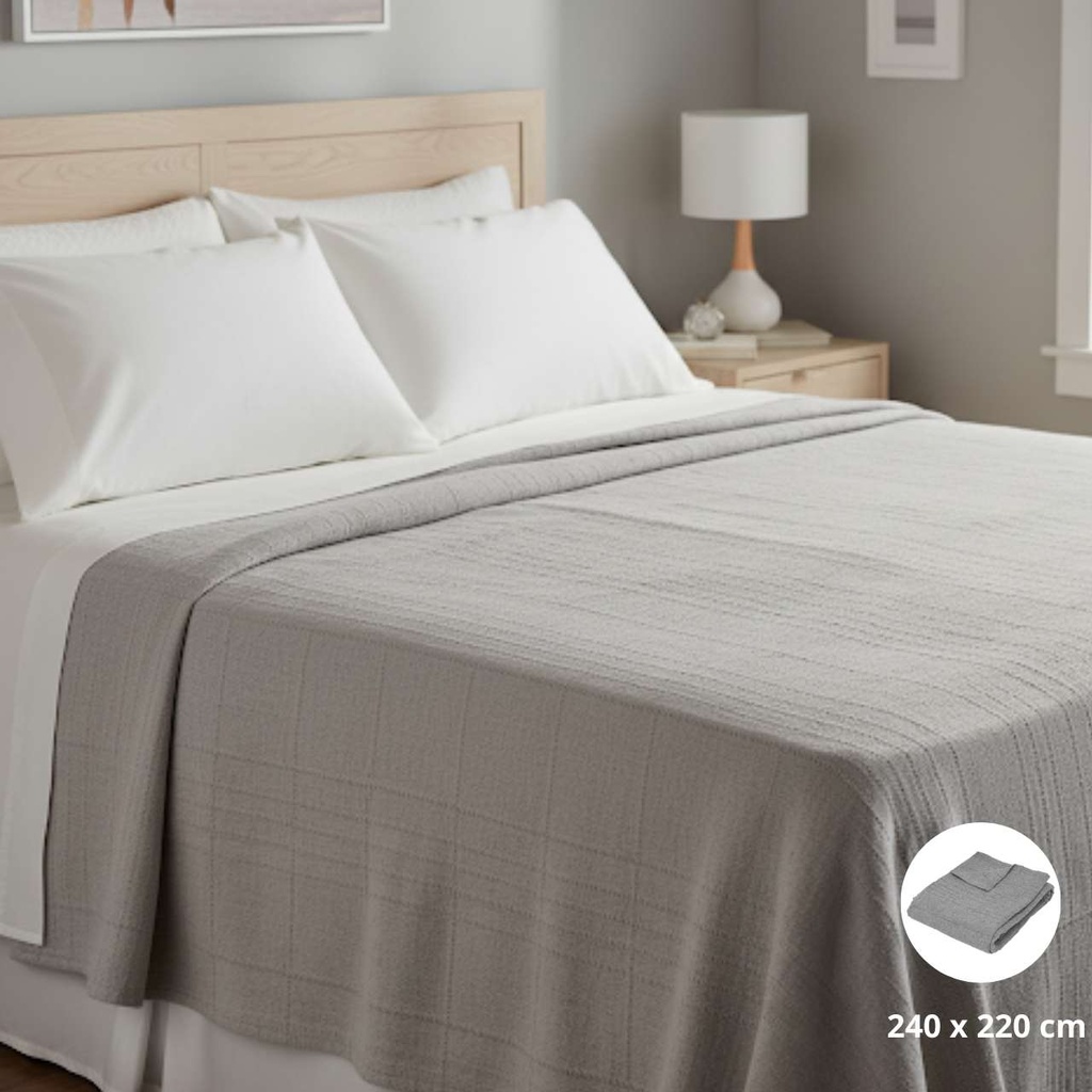 Jete lit polyco 220x240 gris