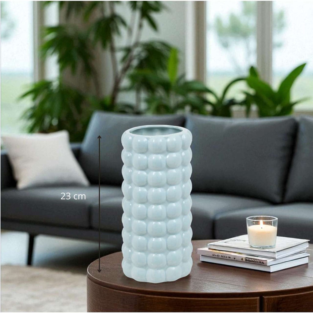 Vase crmq boule sky h23 bleu