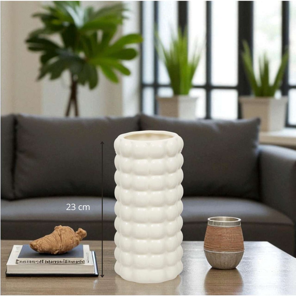 Vase crmq boule sky h23 blanc