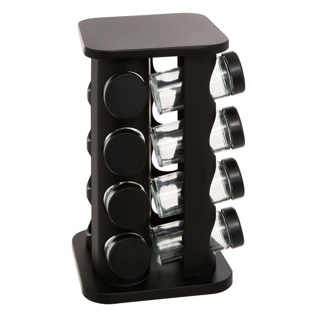 Rack à épices x16 rotatif métal noir  
