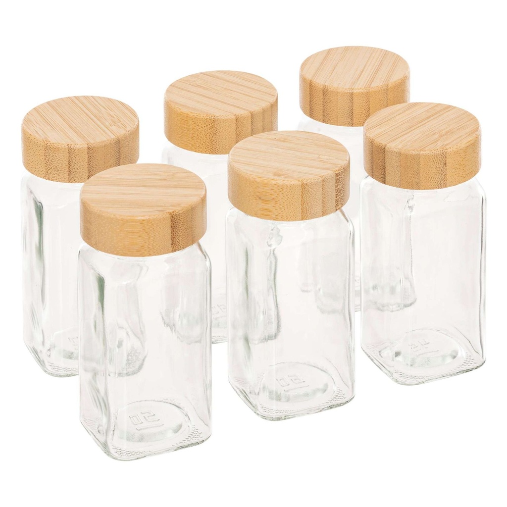 Lot pot epice x6 verre/bambou