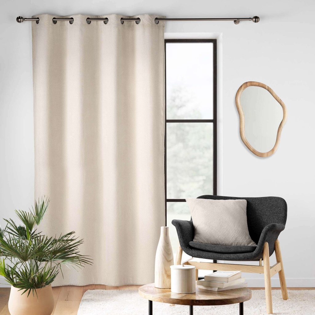 Rideau a oeillets 140 x 260 cm velours relief java naturel