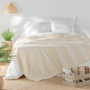 Couvre lit 1 personne 180 x 220 cm coton/polyester tisse adele naturel