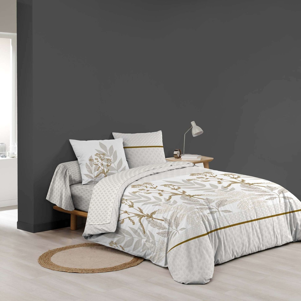 Parure couette 6 p. 240 x 220 cm imprime 42 fils allover raoni