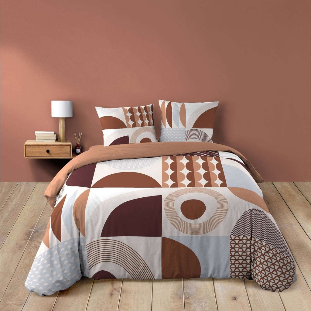 Parure 3 p. 240 x 220 cm imprime 42 fils dessin place gemma terracotta