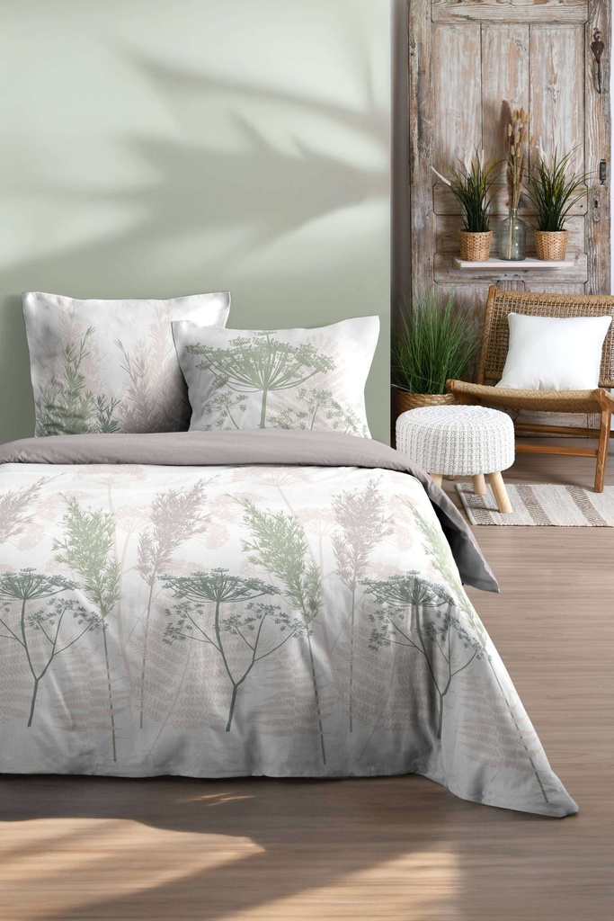Parure housse de couette greta sauge 260x240
