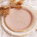 8 Petites Assiettes "Bonne Année" Bubbles Party Carton Marron Glacé et Or Ø18cm