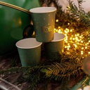 8 Gobelets "Joyeux Noël" L'Intemporel Carton Vert Anglais et Or 255ml