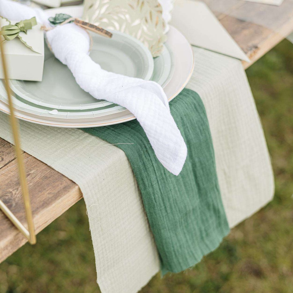 Chemin de Table Gaze de Coton Vert Anglais 30cmx3m
