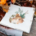 16 Serviettes Champignons Promenade d'Automne Papier Crème, Brun et Or 33x33cm - 3 Plis