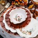 8 Bols Promenade d'Automne Carton Crème, Brun et Or Ø13,5m