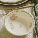 6 Bols Dans les Nuages Carton Taupe et Vert Amande Ø13,5cm