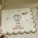 10 Serviettes "1er Anniversaire" Dans les Nuages Papier Taupe et Vert Amande 33x33cm - 3 Plis