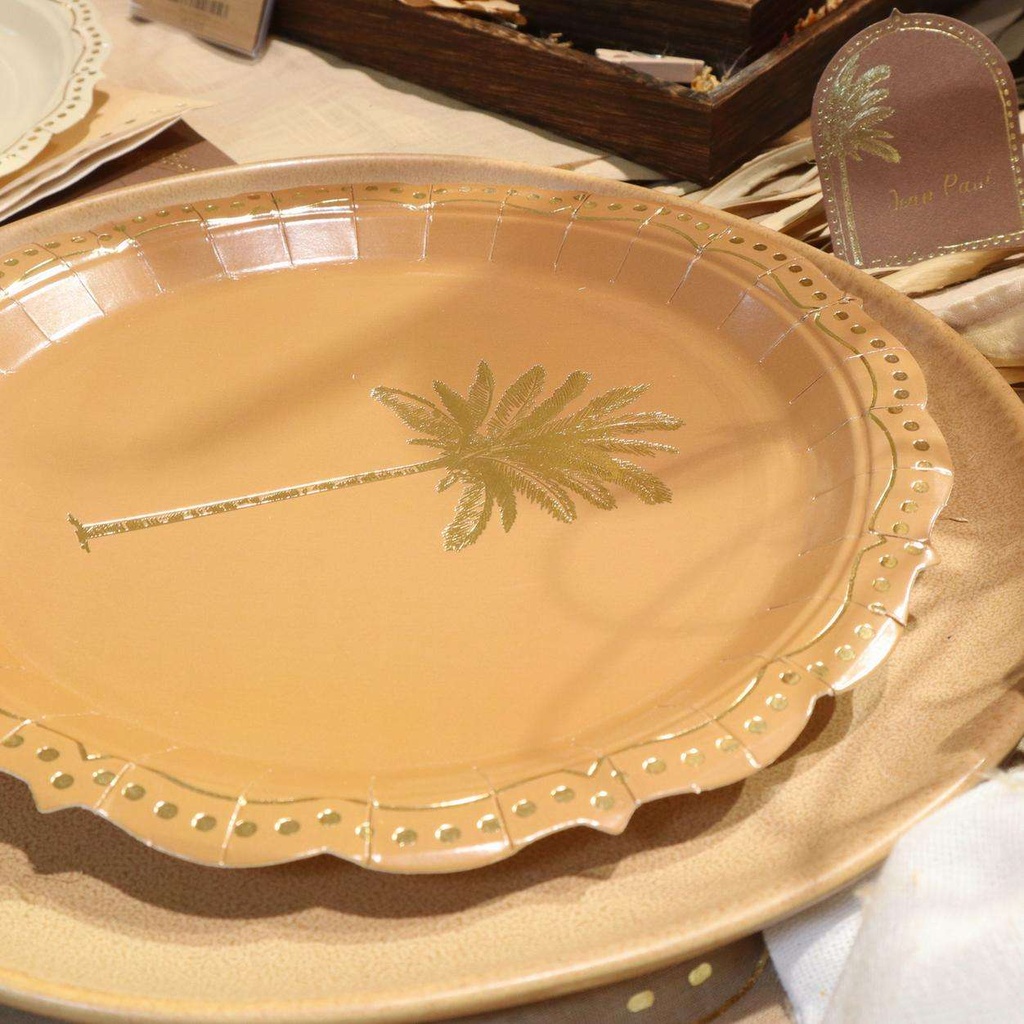 8 Assiettes Parfum d'Orient Carton Chocolat et Or Ø23cm