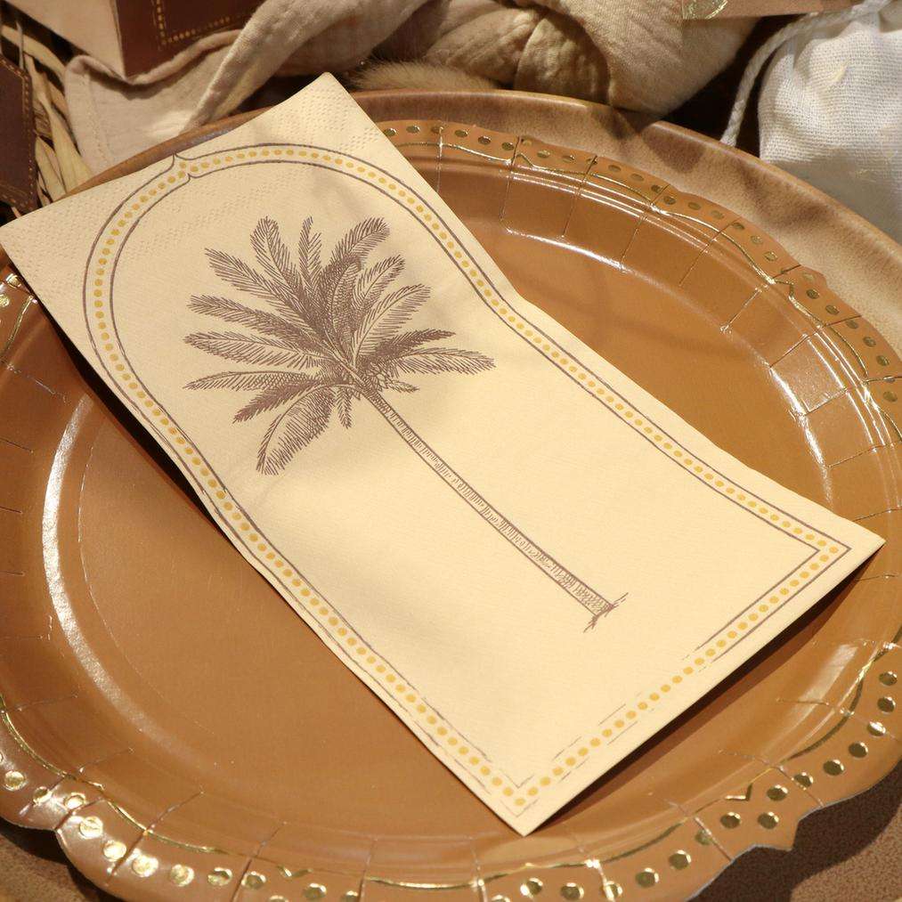 16 Serviettes Parfum d'Orient Papier Crème et Chocolat 20x40cm - 3 Plis