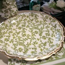 8 Assiettes Botanica Verde Carton Crème, Pistache et Or Ø23cm