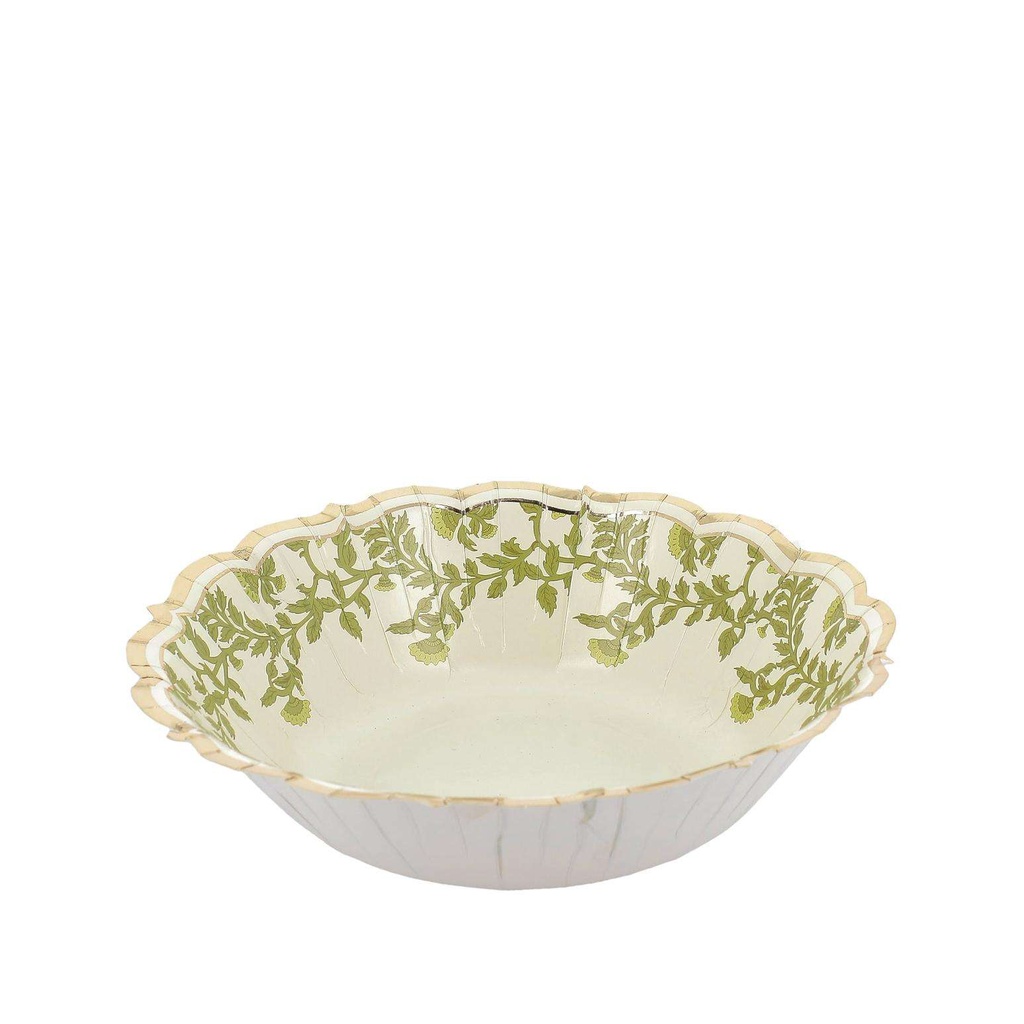 8 Bols Botanica Verde Carton Crème, Pistache et Or Ø13,5cm