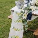 Chemin de Table "Dolce Vita" Tissu Blanc, Jaune et Or 28cmx5m