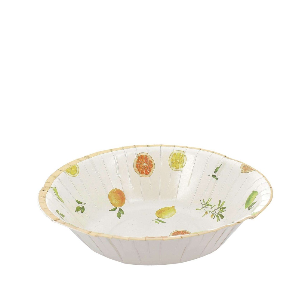 8 Bols Fizz Agrume Carton Crème, Orange, Jaune et Or Ø13,5cm