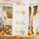 Chemin de Table Fizz Agrume "Bon Appétit" Tissu Orange, Jaune, Crème et Or 28cmx5m 