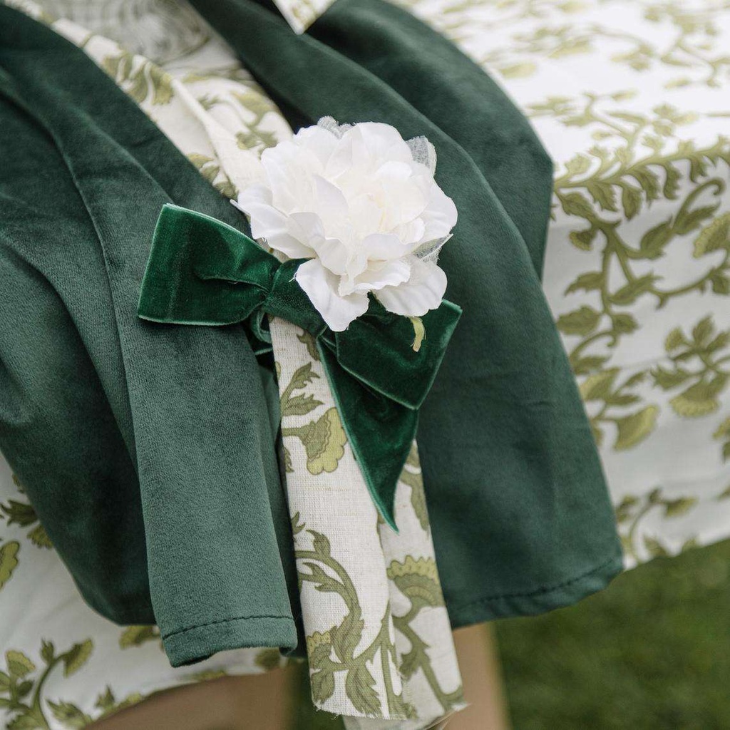 Chemin de Table Botanica Verde Tissu Pistache et Blanc 28cmx5m