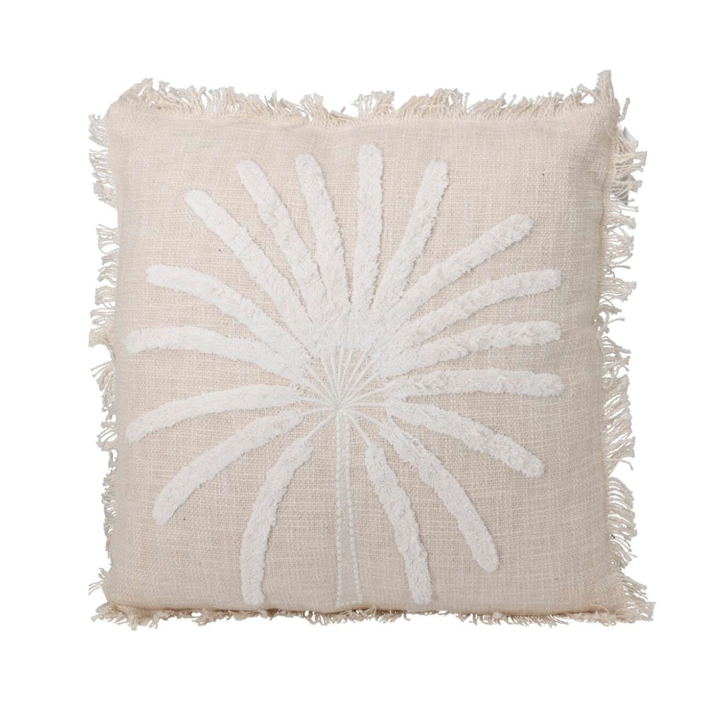 Coussin 43x43cm palmier blanc
