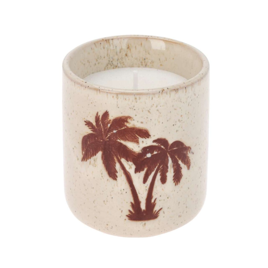 Bougie parfumee dans pot palmier rouge