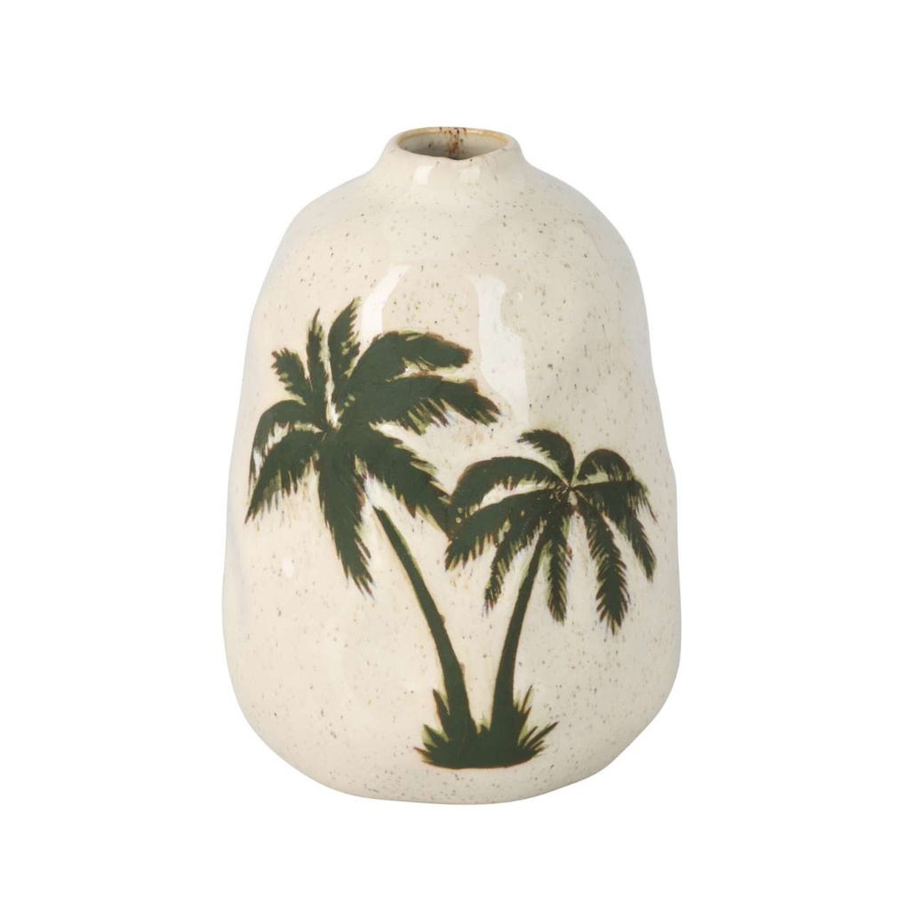 Vase porcelaine 11x13cm palmier vert