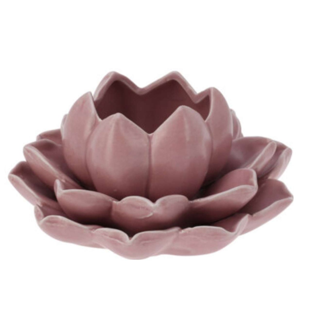 Porte-bougie lotus 12x13cm rosé