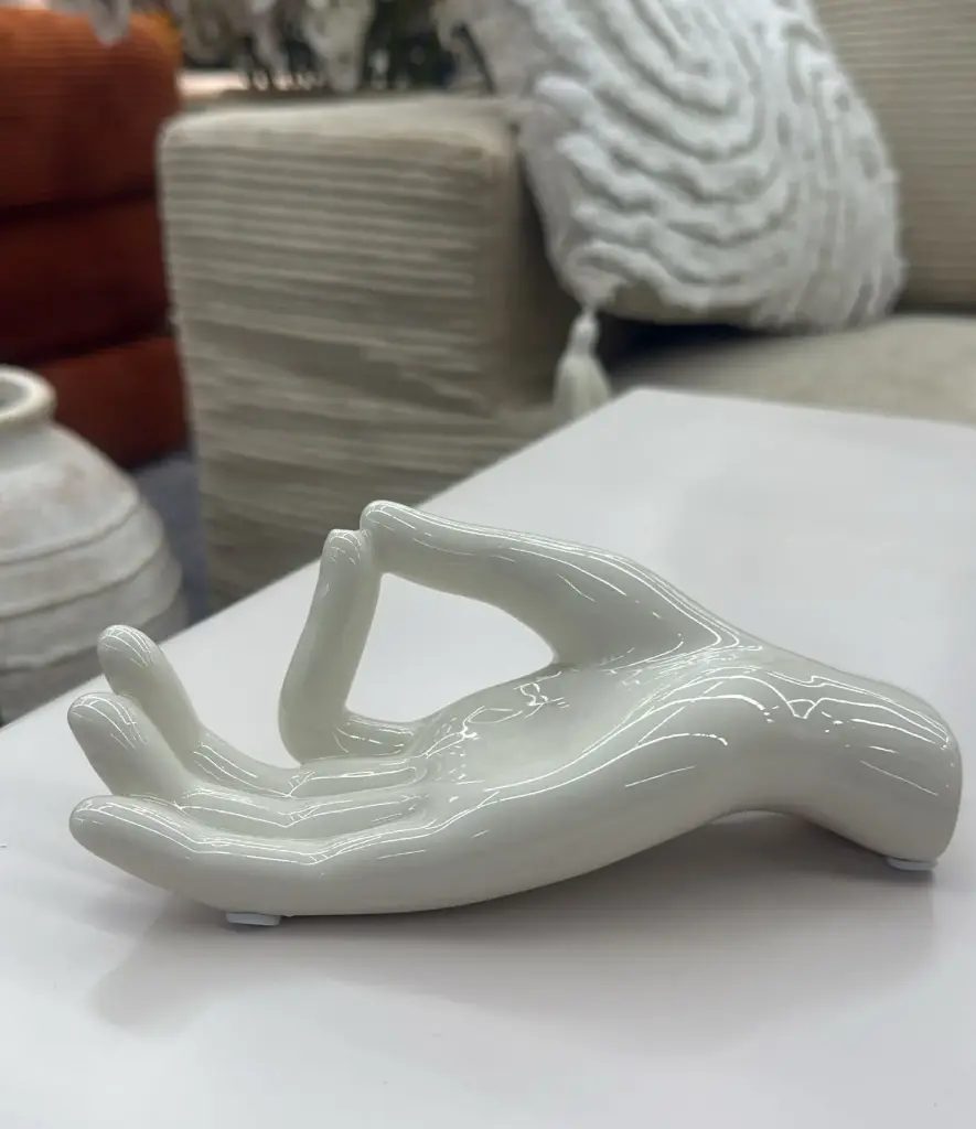 Deco table support encens main blanc