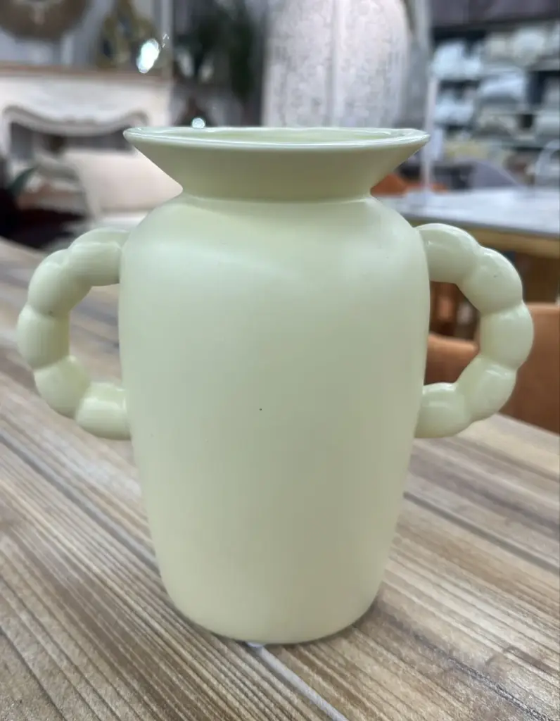 Vase à fleurs anses torsadé jaune