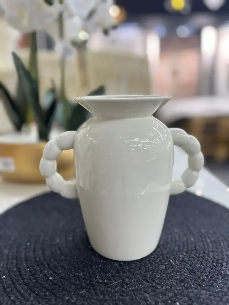 Vase à fleurs anses torsadé blanc